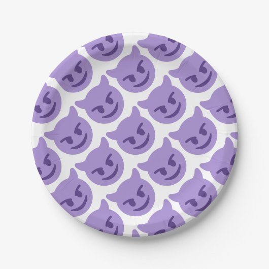 Purple Devil Emoji Papieren Bordje (Voorkant)