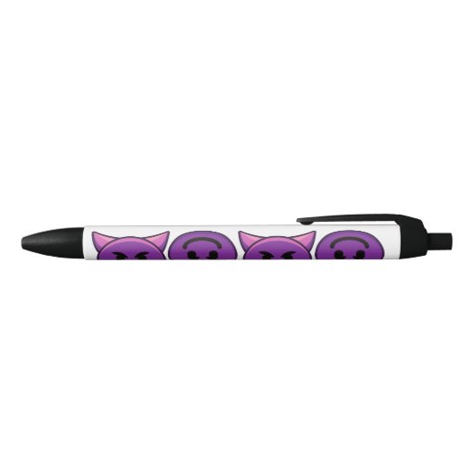 Purple Devil Emoji  Zwarte Inkt Pen (Bovenkant)