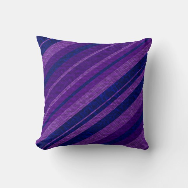 Purple Diagonal Stripes Kussen (Voorkant)