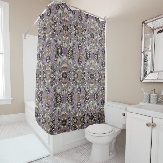 Purple Diamonds Mid Century Modern Shower Curtain Douchegordijn (In situ)