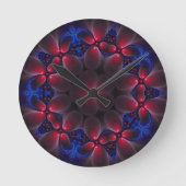 Purple Digital Fractal Art Ronde Klok (Voorkant)