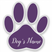 Purple Dog Paw Print With Custom Name Personalized Sticker (Voorkant)