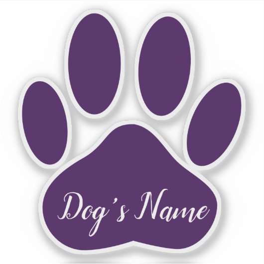 Purple Dog Paw Print With Custom Name Personalized Sticker (Voorkant)