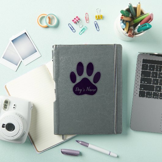 Purple Dog Paw Print With Custom Name Personalized Sticker (iPad Cover)