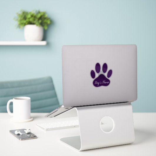 Purple Dog Paw Print With Custom Name Personalized Sticker (Laptop op bureau)