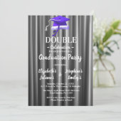 Purple double Celebration Graduation Party 4 photo Kaart (Staand voorkant)