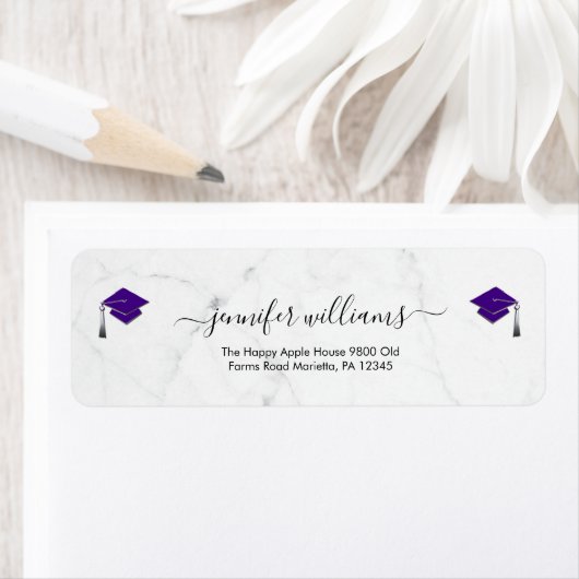 Purple Double Graduation Return Address Etiket (Insitu)