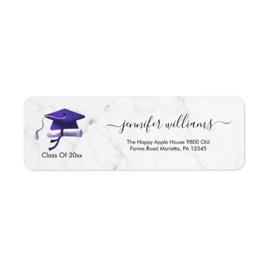 Purple Double Graduation Return Address Etiket (Voorkant)