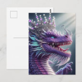 Purple Dragon in a Crown Briefkaart (Voorkant / Achterkant)