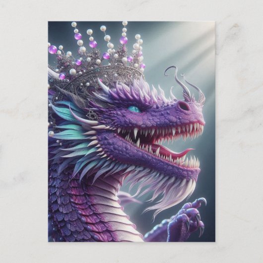 Purple Dragon in a Crown Briefkaart (Voorkant)