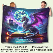 Purple Dragon Reading Book Blue Moon Fleece Deken