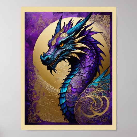 Purple Dragon Ready To Frame Art Print (Voorkant)