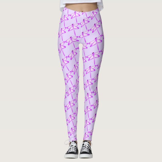 Purple Dragonflies You Choose Background Colour Leggings (Voorkant)