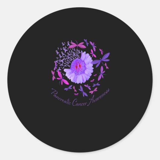 Purple Dragonfly Pancreatic Cancer Awareness Ronde Sticker (Voorkant)