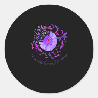 Purple Dragonfly Pancreatic Cancer Awareness Ronde Sticker