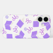 Purple Dreamy Books & Bows Pattern Case-Mate iPhone Case (Achterkant (horizontaal))