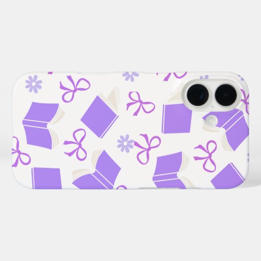 Purple Dreamy Books & Bows Pattern Case-Mate iPhone Case (Achterkant (horizontaal))