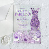 Purple Dress Floral 40 & Fabulous 40th Birthday Acryl Uitnodigingen