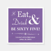 Purple Eat Drink Be Sixty Five Retro 65th Birthday Servet (Voorkant)