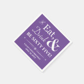 Purple Eat Drink Be Sixty Five Retro 65th Birthday Servet (Hoek)