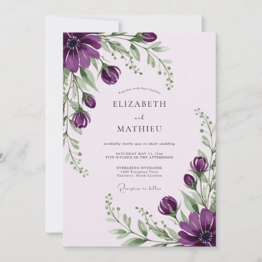 Purple Efflorescent Spring Wedding Kaart (Voorkant)