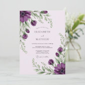 Purple Efflorescent Spring Wedding Kaart (Staand voorkant)