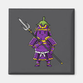 Purple Eggplant Samurai Warrior with Spear Illustr Magneet (Voorkant)