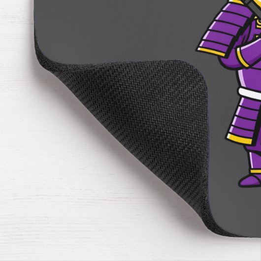 Purple Eggplant Samurai Warrior with Spear Illustr Muismat (Hoek)