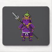 Purple Eggplant Samurai Warrior with Spear Illustr Muismat (Voorkant)