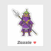 Purple Eggplant Samurai Warrior with Spear Illustr Sticker (Vel)