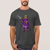 Purple Eggplant Samurai Warrior with Spear Illustr T-shirt (Voorkant)