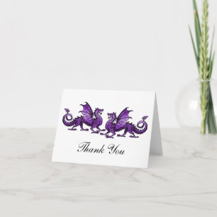 Purple Elegant Dragons Thank You Card Bedankkaart