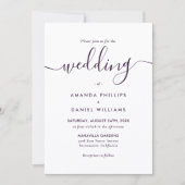 Purple Elegant Modern Script Photo Wedding Kaart (Voorkant)