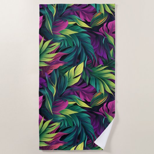 Purple & Emerald Jungle Beach Towel Strandlaken (Voorkant)