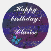 Purple Ephemera vibrant color art Ronde Sticker (Voorkant)