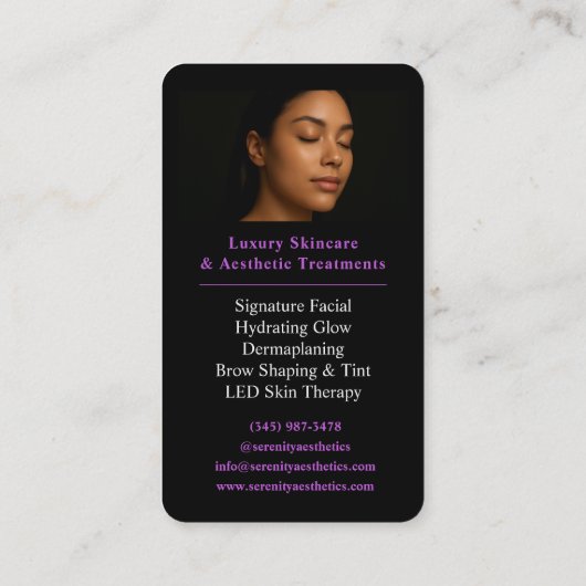 Purple Esthetician QR Code Luxury Black Beauty Visitekaartje (Achterkant)