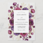 Purple Ethereal Bloom Wedding Kaart (Voorkant)