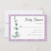 Purple Eucalyptus Floral Wedding RSVP Card Kaart (Voorkant)