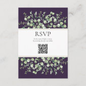Purple Eucalyptus QR Code Wedding RSVP  Informatiekaartje (Voorkant)