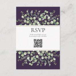 Purple Eucalyptus QR Code Wedding RSVP  Informatiekaartje
