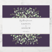 Purple Eucalyptus Together Forever Wedding  Sparkling Wijnetiket (Enkel label)