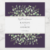 Purple Eucalyptus Together Forever Wedding  Wijn Etiket (Enkel label)