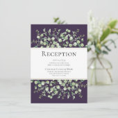 Purple Eucalyptus Wedding Reception Informatiekaartje (Staand voorkant)