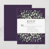 Purple Eucalyptus Wedding RSVP Kaartje (Voorkant / Achterkant)