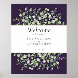 Purple Eucalyptus Wedding Welcome  Poster
