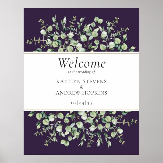 Purple Eucalyptus Wedding Welcome  Poster (Voorkant)