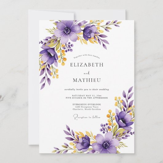 Purple Exquisite Spring Wedding Kaart (Voorkant)