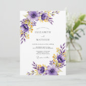 Purple Exquisite Spring Wedding Kaart (Staand voorkant)