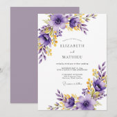 Purple Exquisite Spring Wedding Kaart (Voorkant / Achterkant)