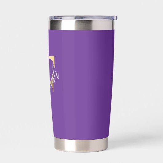 Purple F, Flourish Travel Tumbler Geïsoleerde Drinkbeker (Links)